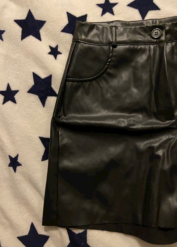 Kadın Siyah Deri Mini Şort - Görsel 2