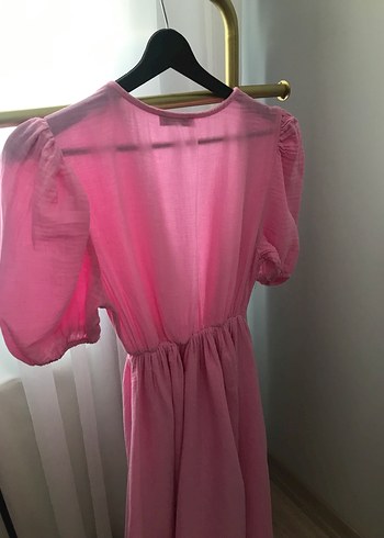 Pembe pera store müslin elbise - Görsel 6
