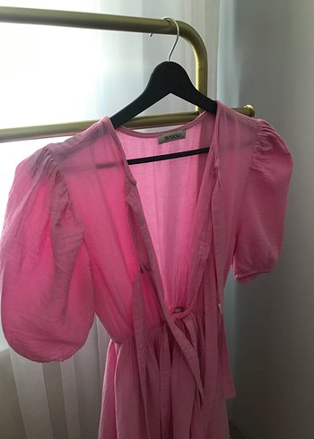 Pembe pera store müslin elbise - Görsel 2