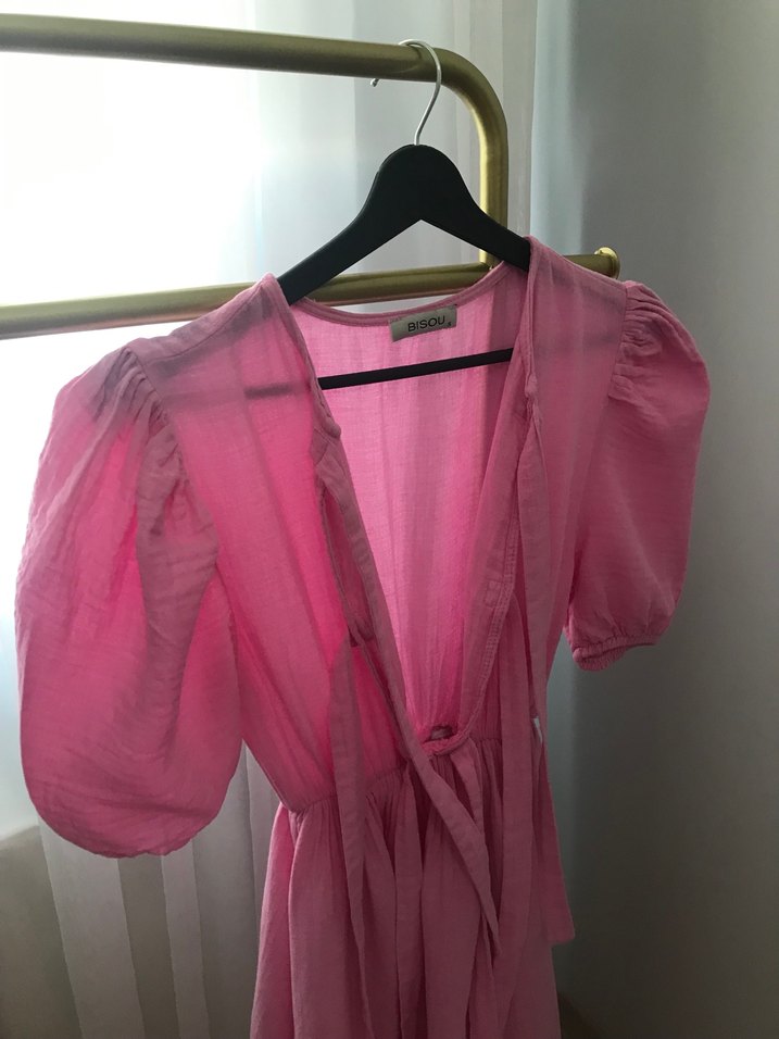 Pembe pera store müslin elbise - Görsel 2