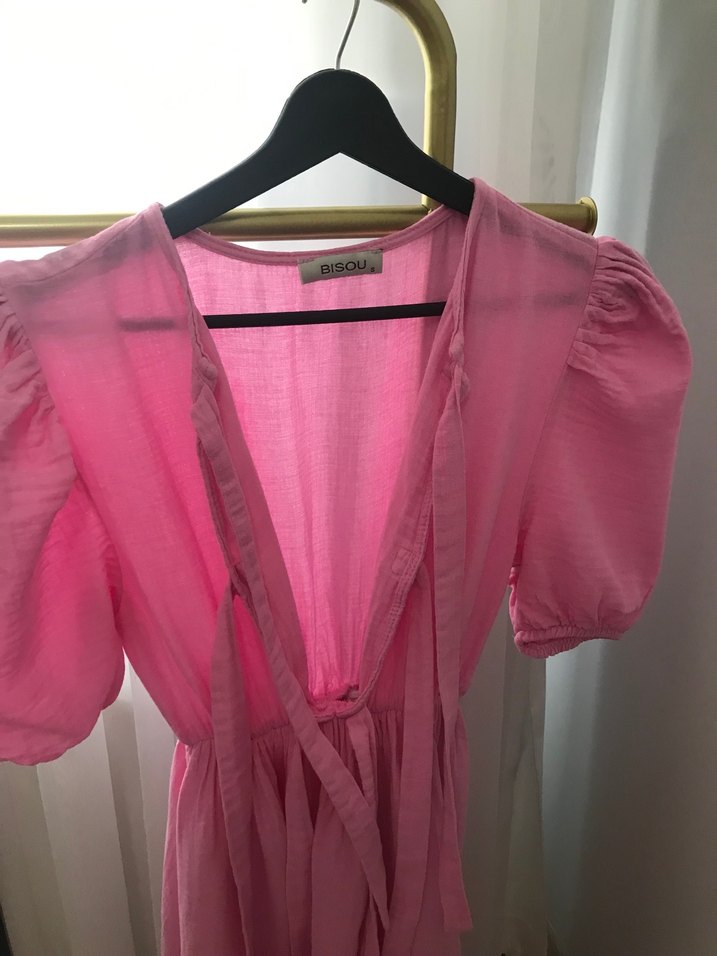 Pembe pera store müslin elbise - Görsel 5