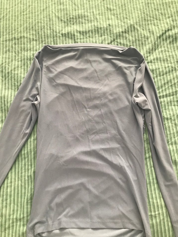 Gri Drapeli Uzun Kollu Kadın Bluz - Görsel 3