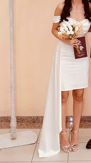 Beyaz Mini Elbise - Görsel 3