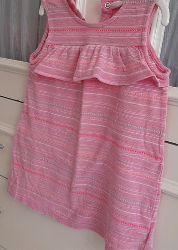 Pembe Çizgili Kolsuz Kız Elbisesi