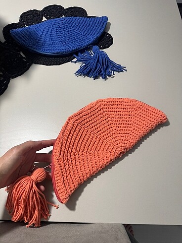 El örgüsü hasır clutch çanta