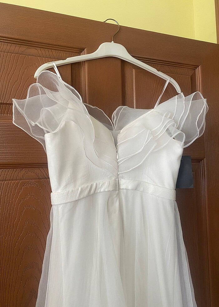 Beyaz uzun abiye - Görsel 2