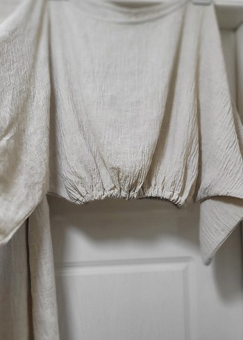 Bej Uzun Keten Etek bel lastikli kimona ust takim - Görsel 2