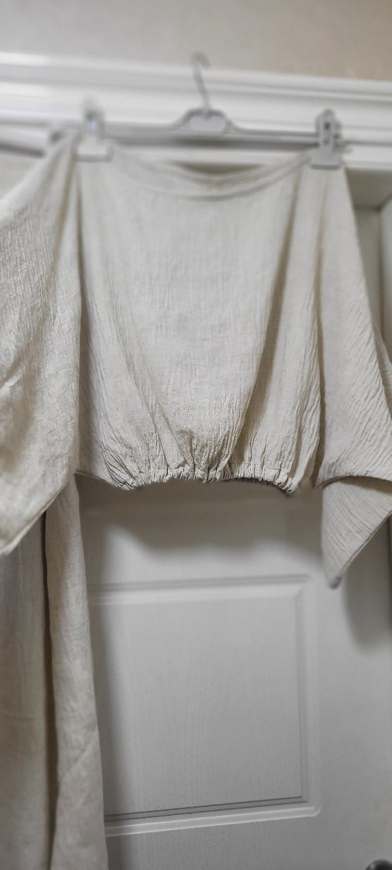 Bej Uzun Keten Etek bel lastikli kimona ust takim - Görsel 2