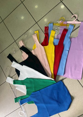 Renkli Fit Örme İnce Askılı Kadın Atlet - Görsel 4