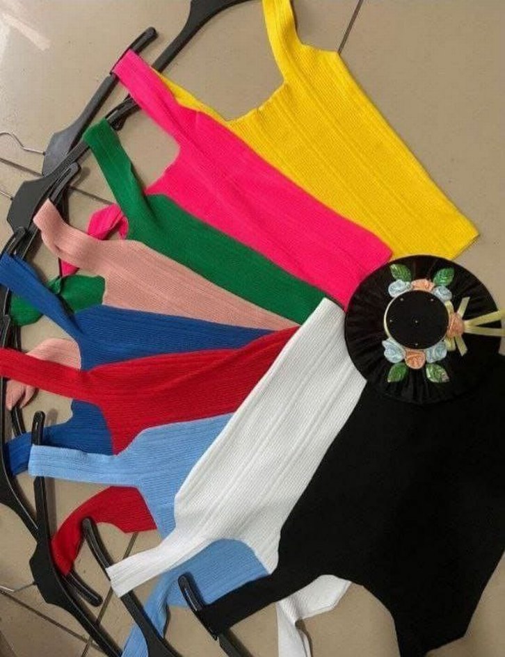 Renkli Fit Örme İnce Askılı Kadın Atlet - Görsel 3