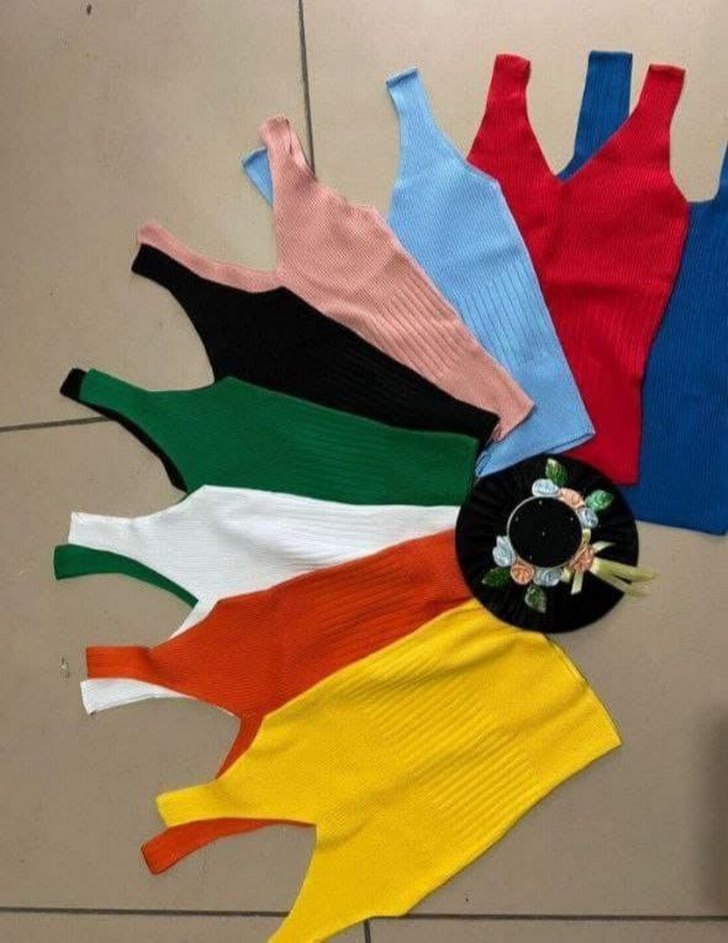 Renkli Fit Örme İnce Askılı Kadın Atlet - Görsel 5