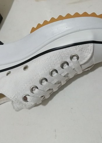 38 Beden beyaz Renk Beyaz Bağcıklı Kadın Dolgu Topuk Spor Ayakkabı
