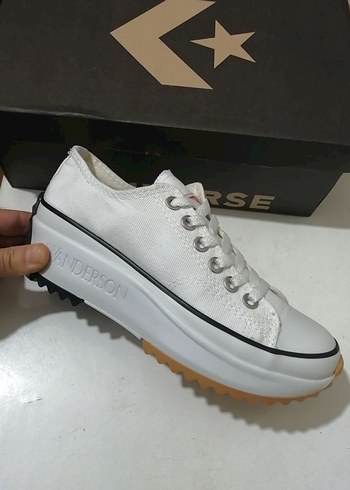 Beyaz Bağcıklı Kadın Dolgu Topuk Spor Ayakkabı - Görsel 5