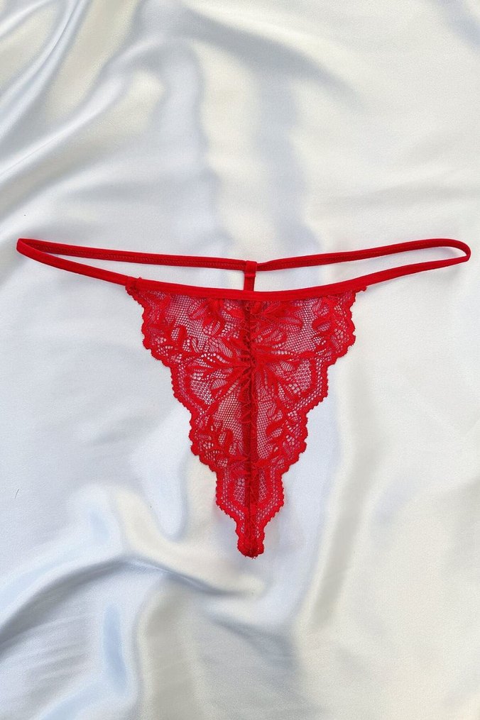 Nakışlı Kırmızı Mini Bohem Jartiyer Sütyen - Görsel 3