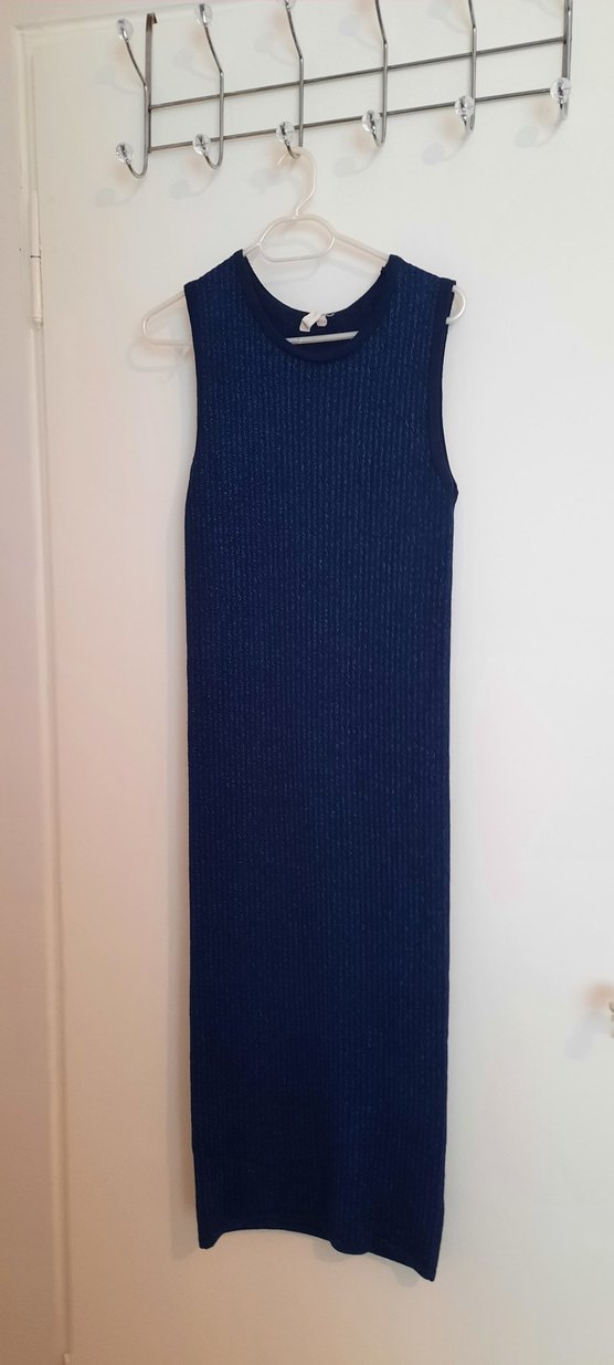 Lacivert Kadın Triko Uzun Elbise - Görsel 2