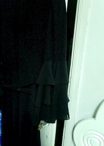 Kadın Mavi Uzun Bağlamalı Ofis Elbisesi - Görsel 4