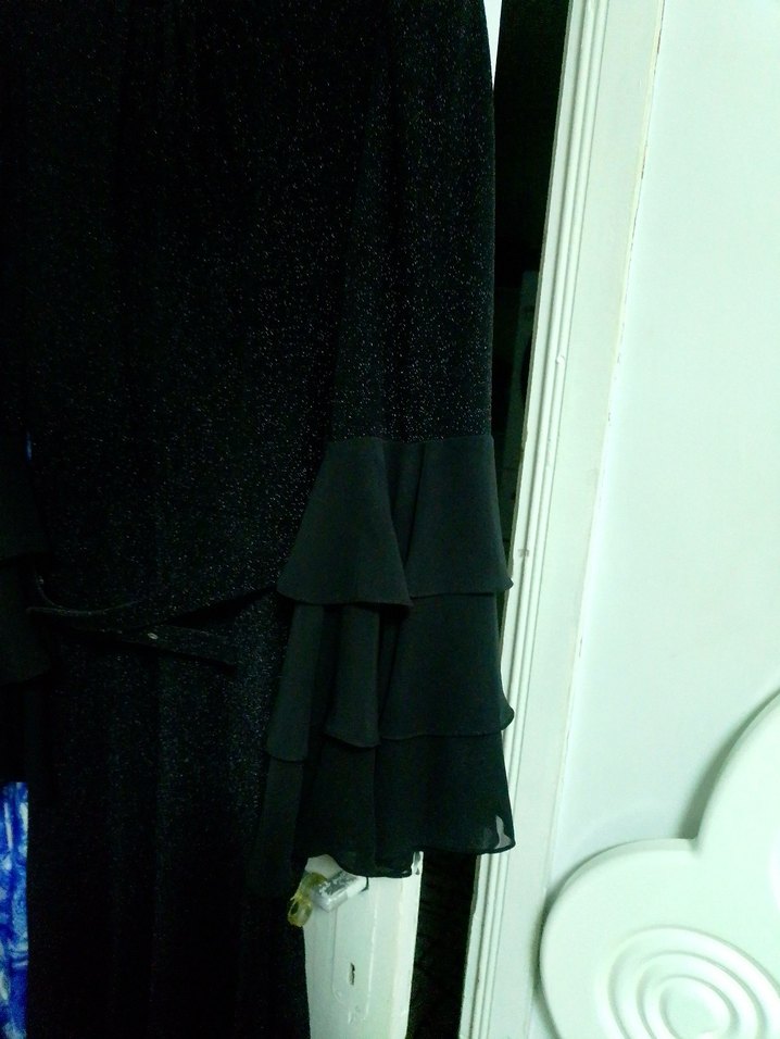 Kadın Mavi Uzun Bağlamalı Ofis Elbisesi - Görsel 4