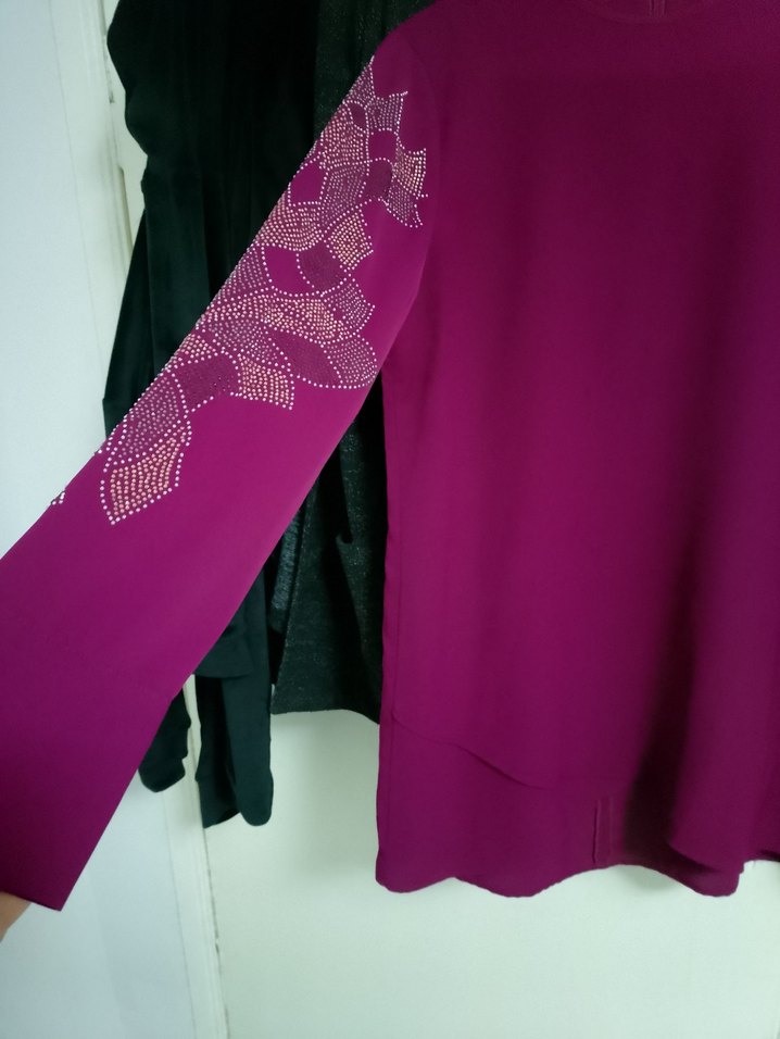 Bordo Uzun Kollu Midi Tunik - Görsel 2