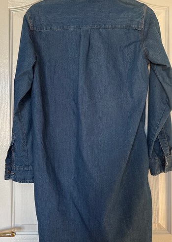 42 Beden Düğmeli Lacivert Denim elbise
