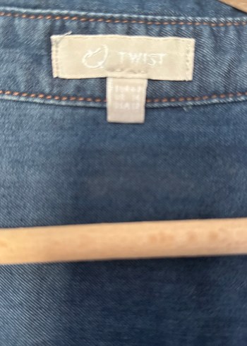 Twist Düğmeli Lacivert Denim elbise