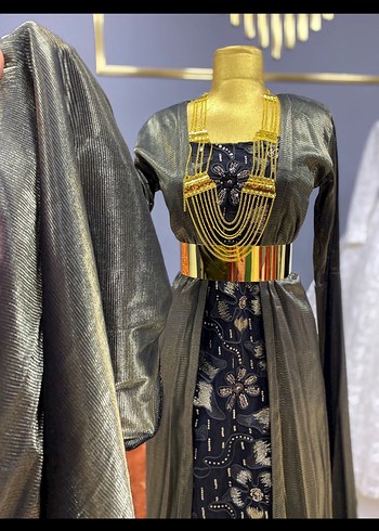 Altın Zincir Detaylı Uzun Bohem Kadın Elbise - Görsel 3