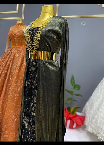 Altın Zincir Detaylı Uzun Bohem Kadın Elbise - Görsel 6