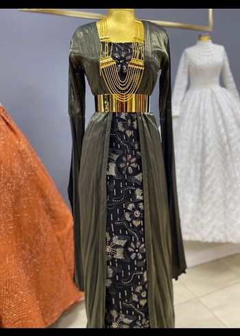 Altın Zincir Detaylı Uzun Bohem Kadın Elbise - Görsel 4