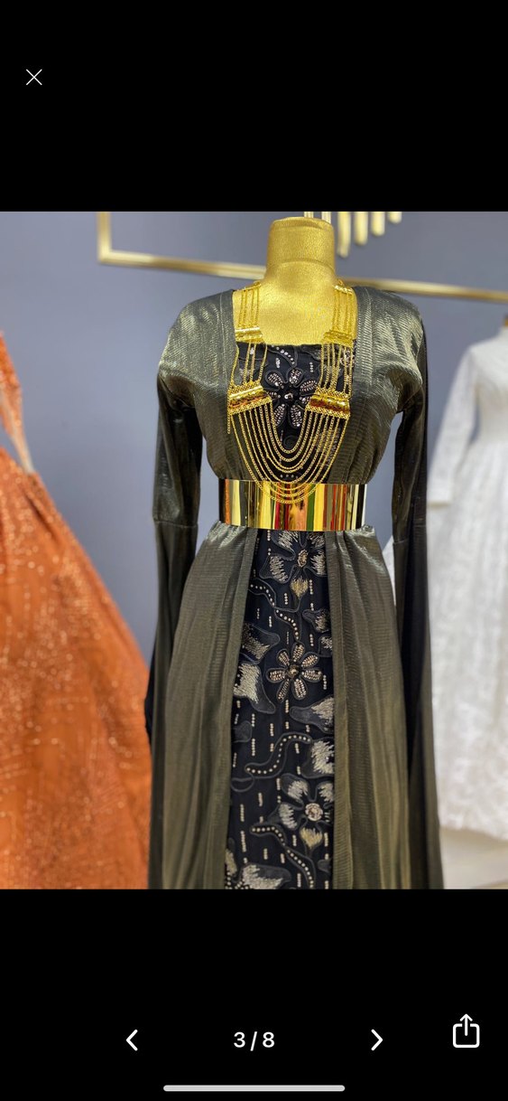 Altın Zincir Detaylı Uzun Bohem Kadın Elbise - Görsel 5