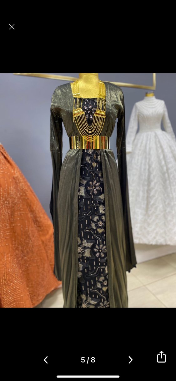 Altın Zincir Detaylı Uzun Bohem Kadın Elbise - Görsel 4