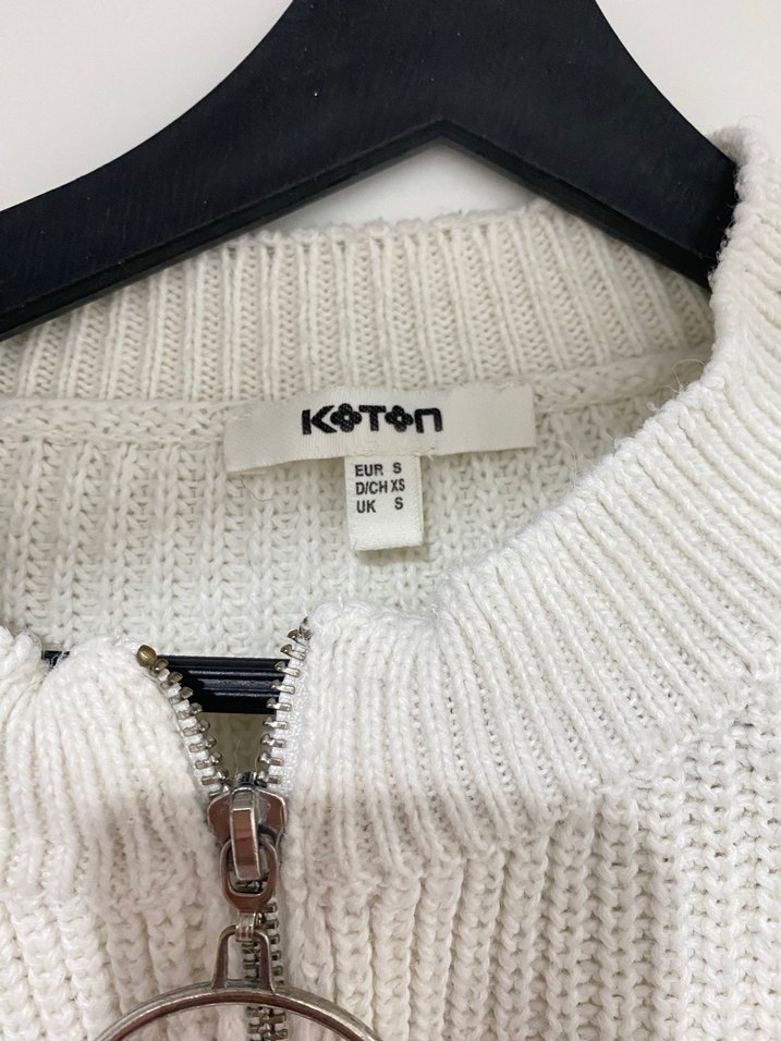 Koton Beyaz Kadın Örgü Sweatshirt - Görsel 2