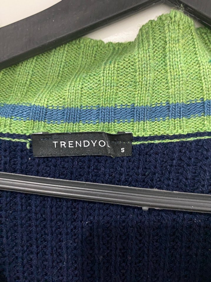 Trendyol V Yaka Triko Mavi Kadın Kazak - Görsel 2