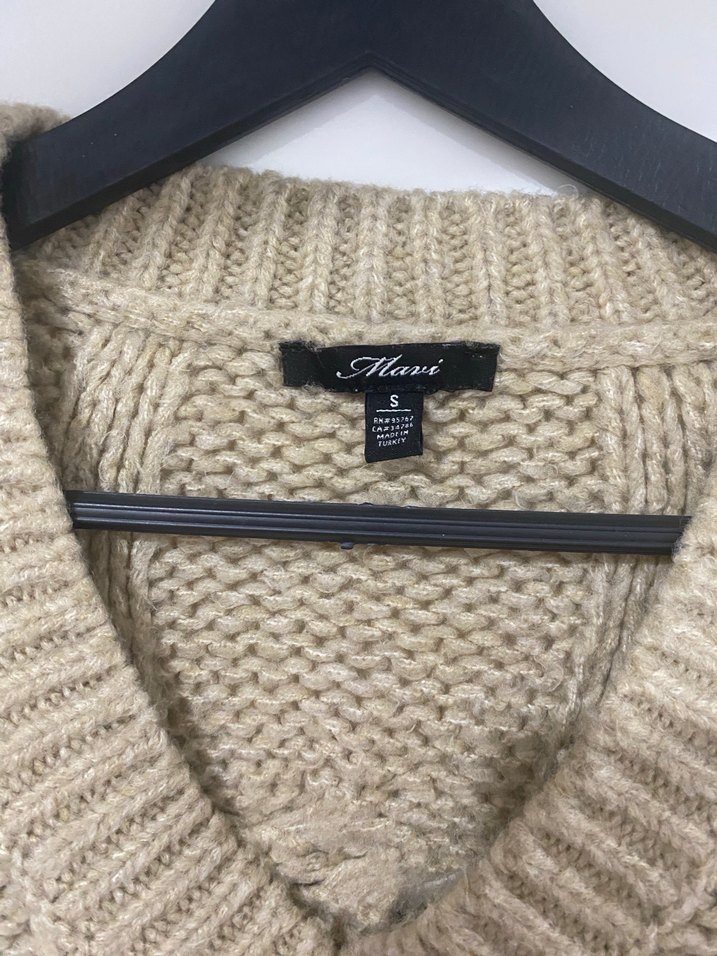 Mavi V Yaka Kadın Kazak - Görsel 2