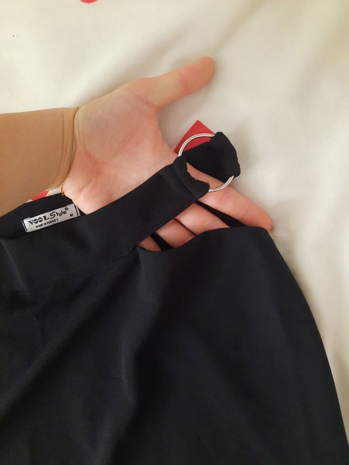 Siyah dekolteki Mini Etek - Görsel 2