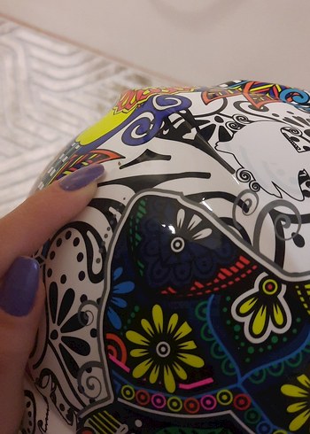 Renkli Desenli Seramik Biker Kask - Görsel 7