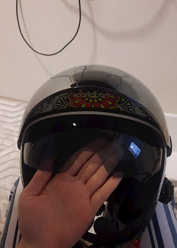 Renkli Desenli Seramik Biker Kask - Görsel 8