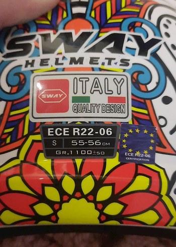 Renkli Desenli Seramik Biker Kask - Görsel 6