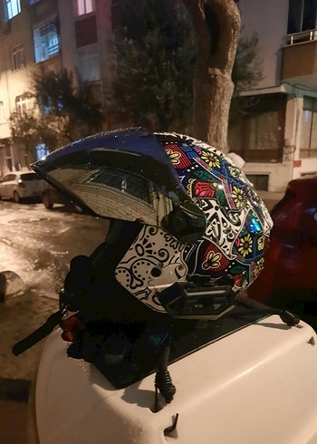 Renkli Desenli Seramik Biker Kask - Görsel 3