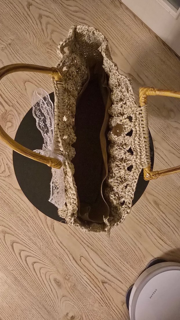 Bodrum hasır ipi ile el yapımı klasik  tahta saplı el çantası - Görsel 4