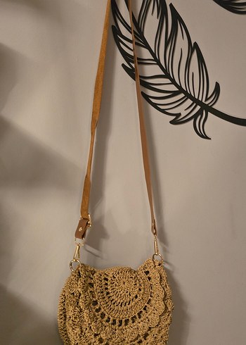 Kağıt iple ince ince örülmüş tamamen el yapımı kol çantası - Görsel 2