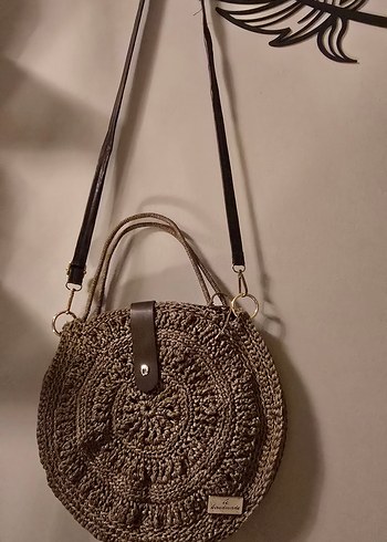 Makrome ipinden yapılmış el yapımı bel çantası PAZARLIK PAYI VAR - Görsel 3