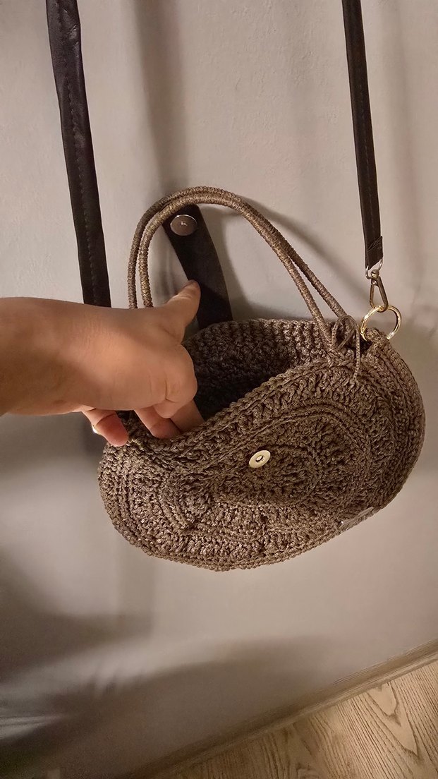 Makrome ipinden yapılmış el yapımı bel çantası PAZARLIK PAYI VAR - Görsel 4