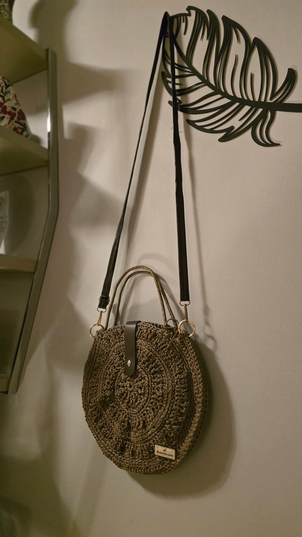 Makrome ipinden yapılmış el yapımı bel çantası PAZARLIK PAYI VAR - Görsel 2