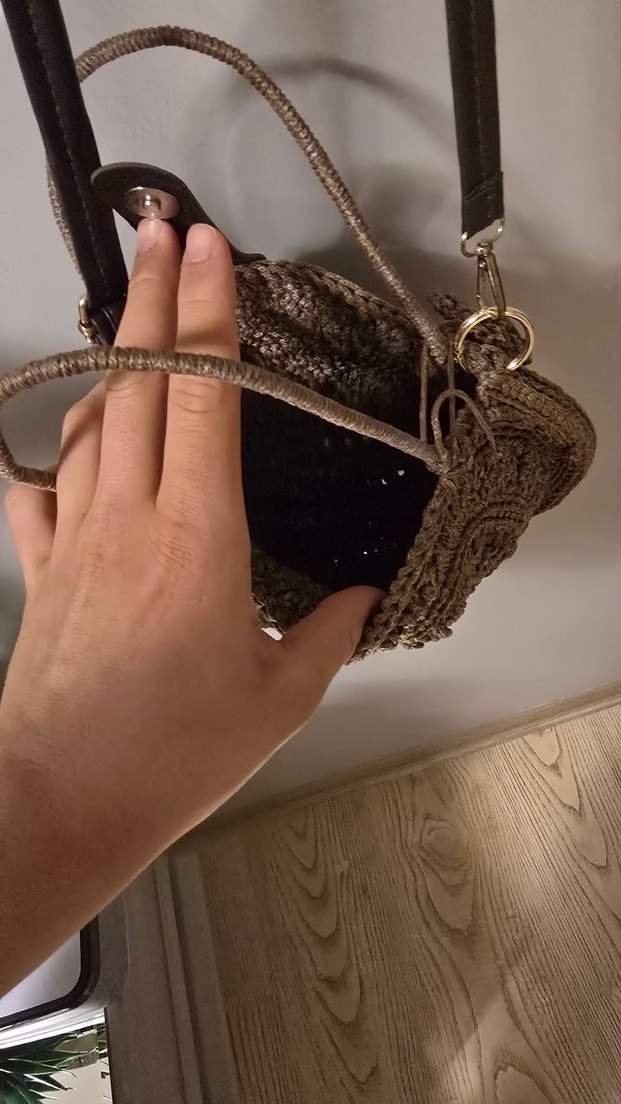 Makrome ipinden yapılmış el yapımı bel çantası PAZARLIK PAYI VAR - Görsel 5