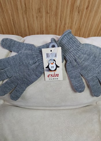 3-6 Yaş Gri çocuk Örgü Eldiven - Görsel 2