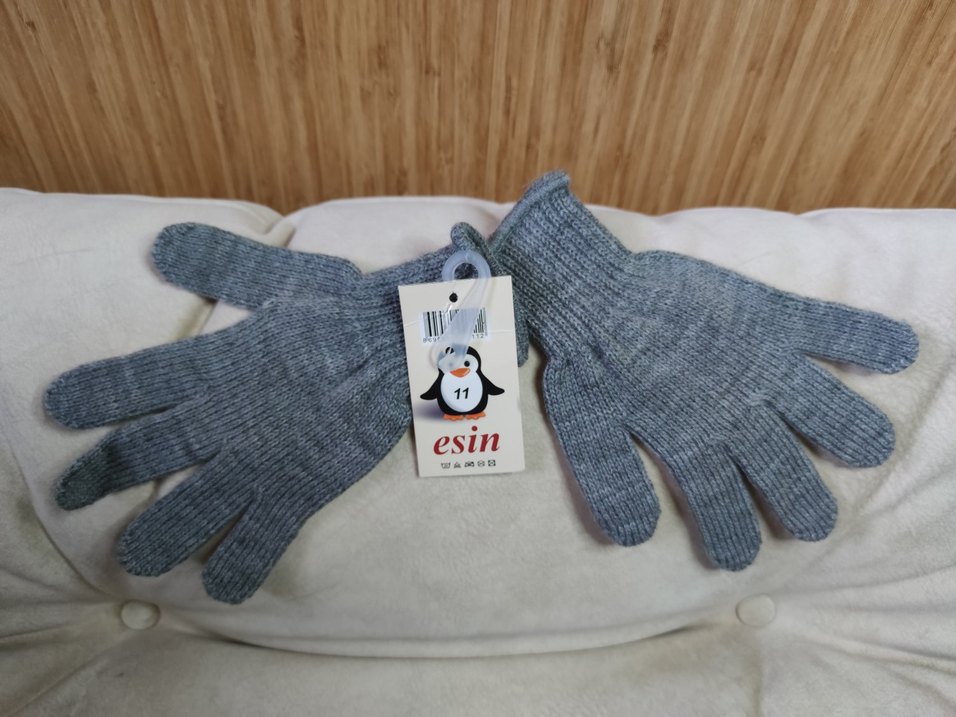 3-6 Yaş Gri çocuk Örgü Eldiven - Görsel 3