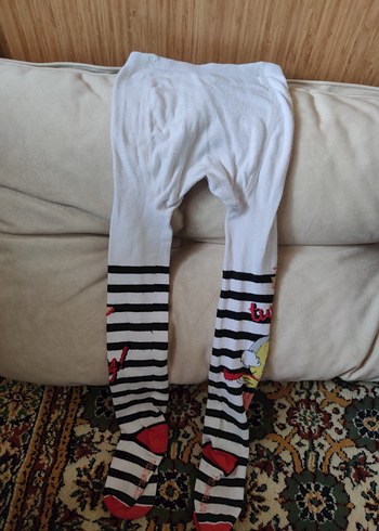 Çizgili ve Baskılı Beyaz Çocuk Külotlu Çorap - Görsel 5