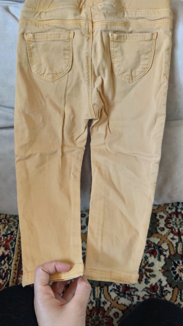 Kız Çocuk Bej Pamuklu beli lastikli Pantolon - Görsel 4