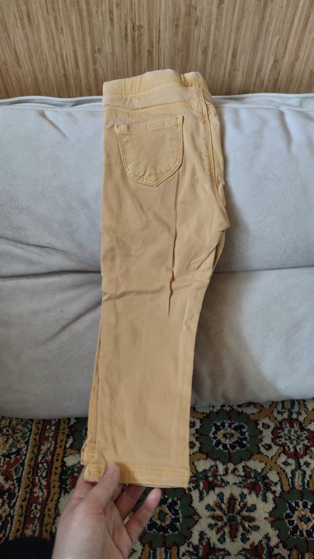 Kız Çocuk Bej Pamuklu beli lastikli Pantolon - Görsel 5