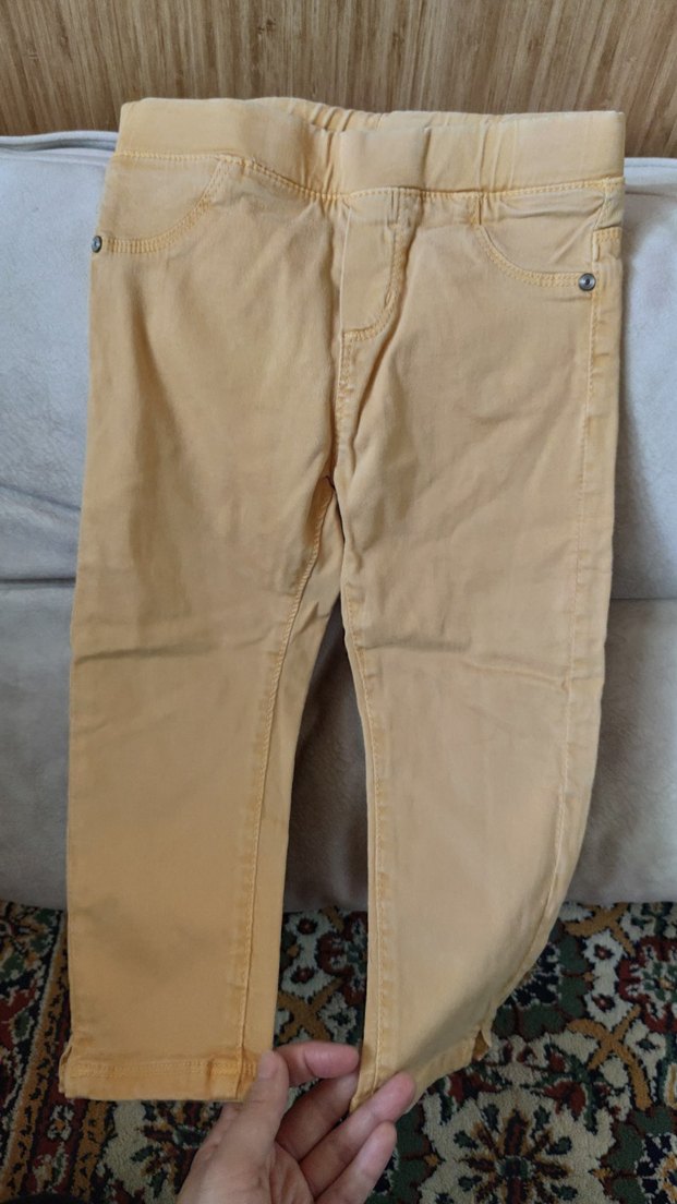 Kız Çocuk Bej Pamuklu beli lastikli Pantolon - Görsel 2