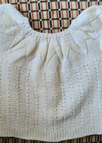 Kız Çocuk Beyaz Örgü Kısa Kollu hırka - Görsel 6